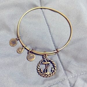 Alex and Ani Gold Woven Anchor Bangle Charm Bracelet